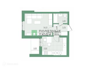 Продается однокомнатная квартира, 32 м2, Саратов, ЖК Мята, проспект Героев Отечества, 3А