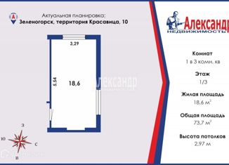 Комната на продажу, 73.7 м2, Зеленогорск, территория Красавица, 10