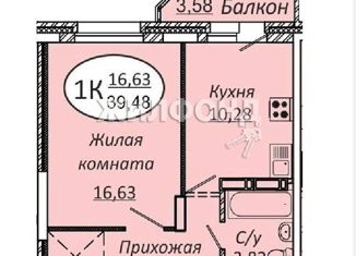 Продается 1-ком. квартира, 38.7 м2, Новосибирск, метро Площадь Ленина, Красный проспект