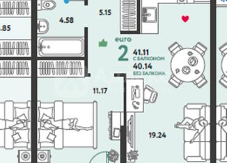 1-комнатная квартира на продажу, 40 м2, Тюмень, Харьковская улица, 72Б, ЖК Сердце Сибири