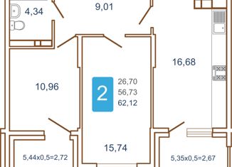 Продается 2-комнатная квартира, 66.45 м2, Краснодар, улица Кирилла Россинского, 3/1, улица Кирилла Россинского