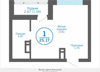 Продажа квартиры студии, 25.17 м2, деревня Патрушева, ЖК Никольский, улица Петра Ершова, 14