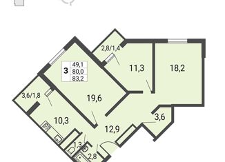 Продам трехкомнатную квартиру, 83.2 м2, Москва, улица Липчанского, 10, метро Некрасовка