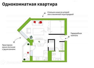 Однокомнатная квартира на продажу, 39.5 м2, Архангельск, проспект Ломоносова, 98, ЖК Рубин