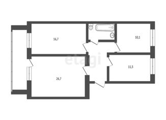 3-комнатная квартира на продажу, 78.3 м2, посёлок городского типа Боровский, улица Островского, 34