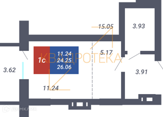 Квартира на продажу студия, 26 м2, Новосибирск, улица Даргомыжского, с8В, улица Даргомыжского