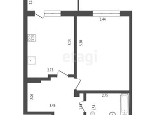 Продается 1-ком. квартира, 43.3 м2, Омск, Пригородная улица, 23к3, ЖК На Андрианова