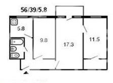 Продается трехкомнатная квартира, 59 м2, Нытва, улица Карла Маркса, 92