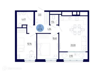 Продажа двухкомнатной квартиры, 60.16 м2, село Дядьково, 2-й Бульварный проезд, 3