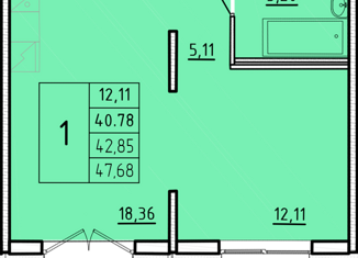 Продажа однокомнатной квартиры, 40.78 м2, Санкт-Петербург, Образцовая улица, 6к2