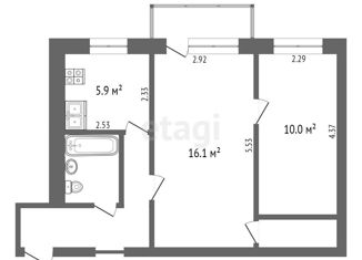 Продам двухкомнатную квартиру, 42.8 м2, Красноперекопск, 2-й микрорайон, 2