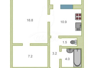 Продается 1-комнатная квартира, 40 м2, Тюмень, улица Пермякова, 69, Восточный округ