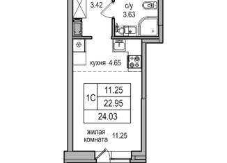 Продажа квартиры студии, 24.1 м2, посёлок Парголово, Толубеевский проезд, 34к2