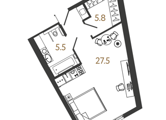 Продается квартира студия, 38.8 м2, Санкт-Петербург, Московский проспект, 103, Московский район