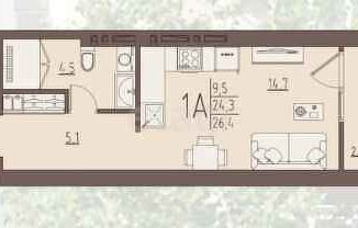 Продается квартира студия, 26.4 м2, село Засечное, Центральная улица, 18, ЖК Второе Дыхание