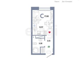 Продажа квартиры студии, 17.8 м2, Тюмень, ЖК Колумб