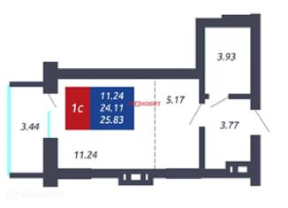 Продается квартира студия, 25 м2, Новосибирск, улица Даргомыжского, с8В, улица Даргомыжского