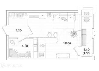 Квартира на продажу студия, 28.4 м2, Санкт-Петербург, Планерная улица, 99, метро Беговая