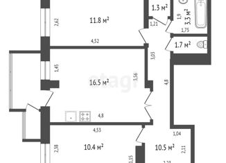 Продажа 2-комнатной квартиры, 55.4 м2, Красноярский край, улица Чернышевского, 75А