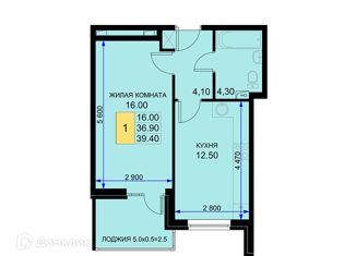 Продается 1-комнатная квартира, 39.4 м2, поселок Южный, Казачья улица, 6к1