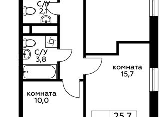 Продам 2-комнатную квартиру, 57.3 м2, Москва, 3-я Хорошёвская улица, вл19с3к1, станция Зорге