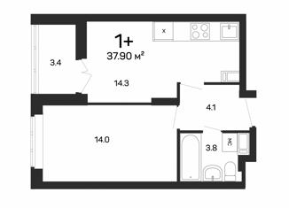 Продается однокомнатная квартира, 38.2 м2, Нижний Новгород, улица Героя Советского Союза Сафронова, 7к1, ЖК Заречье