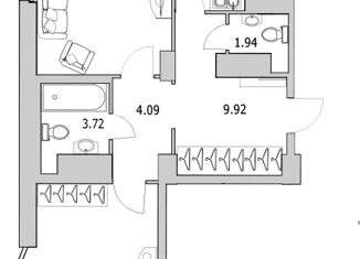 Продажа 2-комнатной квартиры, 77.9 м2, Санкт-Петербург, улица Кустодиева, 7к1, улица Кустодиева