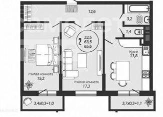 Продажа двухкомнатной квартиры, 65.6 м2, Краснодар, улица Автолюбителей, 1/7к5, ЖК Премьера