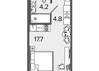 Продажа квартиры студии, 26.7 м2, Санкт-Петербург, Московский проспект, 103, метро Московские ворота
