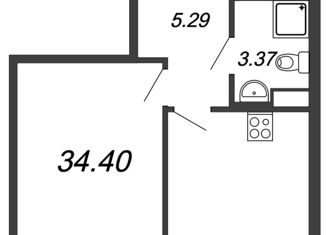 Продаю однокомнатную квартиру, 34.4 м2, Санкт-Петербург, Московское шоссе, 3к5, ЖК Неопарк