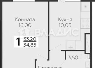 Продаю 1-комнатную квартиру, 33.6 м2, посёлок Стрельна, проспект Будённого, 26к4