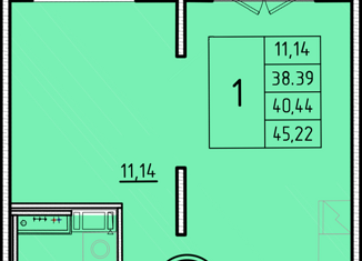 1-комнатная квартира на продажу, 38.39 м2, посёлок Шушары, Образцовая улица, 6к2