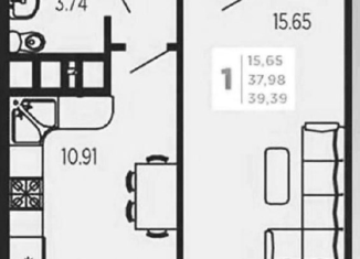 Продаю 1-комнатную квартиру, 39.39 м2, Краснодар, Уральская улица, 71, ЖК Галактика
