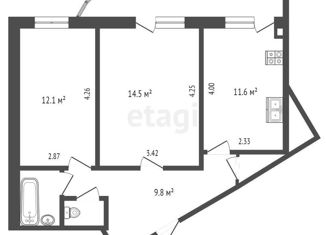 2-комнатная квартира на продажу, 52.2 м2, Крым, Киевская улица, 133