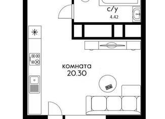 Квартира на продажу студия, 25 м2, Краснодар, Школьная улица, 1, Школьный микрорайон