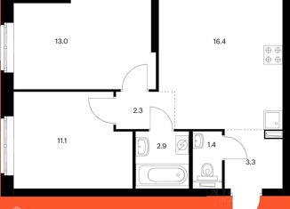 Продам 2-ком. квартиру, 50.4 м2, деревня Новое Девяткино, ЖК Заречный Парк, Главная улица, 14А