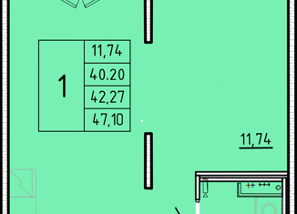 Продаю 1-ком. квартиру, 40.2 м2, посёлок Шушары, Образцовая улица, 6к2