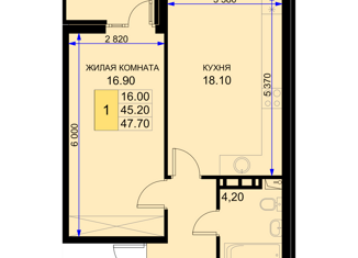 Продажа 1-ком. квартиры, 47.8 м2, Краснодарский край, Дозорная улица, 3