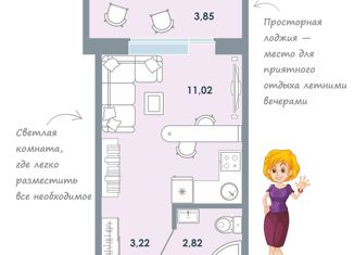 Продам 1-ком. квартиру, 22 м2, посёлок Садовый, микрорайон Околица, 2