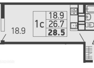 Квартира на продажу студия, 28.5 м2, Краснодар, улица им. Героя Яцкова И.В., 1/11лит3, ЖК Абрикосово