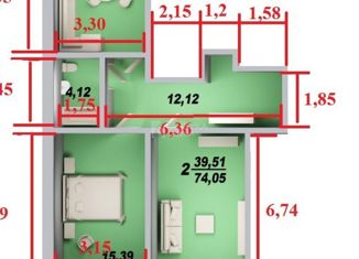 Продаю 2-комнатную квартиру, 74.5 м2, деревня Горчаково, Школьная улица, 5к2