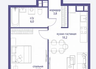 Продается однокомнатная квартира, 43 м2, Москва, метро Терехово