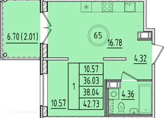 Продам 1-комнатную квартиру, 36.03 м2, Санкт-Петербург, Образцовая улица, 6к1