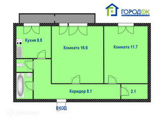 Продажа двухкомнатной квартиры, 51 м2, Красноярский край, улица 60 лет ВЛКСМ, 12