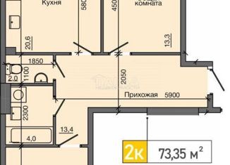 Продается 2-ком. квартира, 73.35 м2, Крым, Щедрая улица, 2