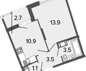 Продаю 1-комнатную квартиру, 34.25 м2, Санкт-Петербург, Комендантский проспект, 60к3, ЖК Ультра Сити