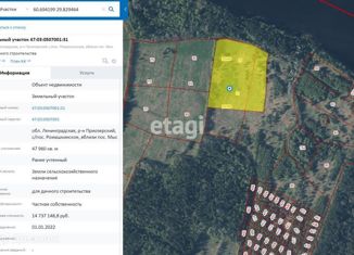 Продаю участок, 479.6 сот., Ленинградская область, Прибрежная улица