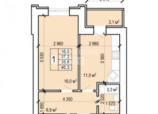 Продам 1-ком. квартиру, 40.3 м2, Энгельс, Новобазарная улица, 1