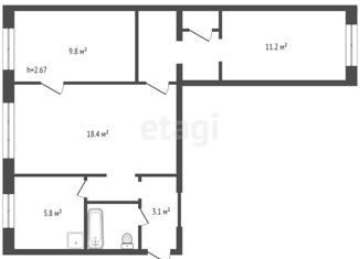 Продается 3-ком. квартира, 56.6 м2, Красноярск, Кировский район, улица Академика Вавилова, 39