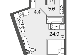 Продажа квартиры студии, 34.9 м2, Санкт-Петербург, метро Московские ворота, Московский проспект, 103